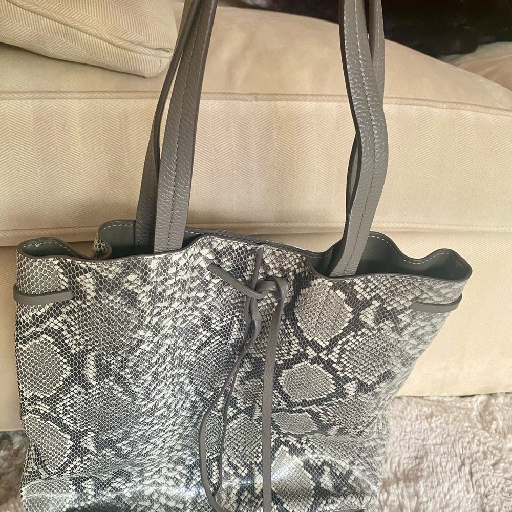 Faux snakeskin tote